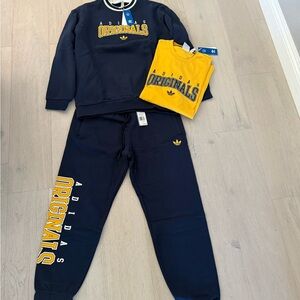 NEW Adult Men’s Adidas Navy and Gold Sweatpants Set SiZe L